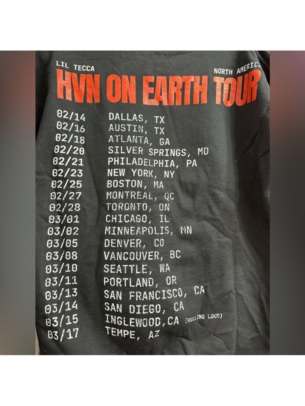 TEC Lil Tecca HVN on Earth North America 2024 Tour Black Hoodie - Picture 9 of 11